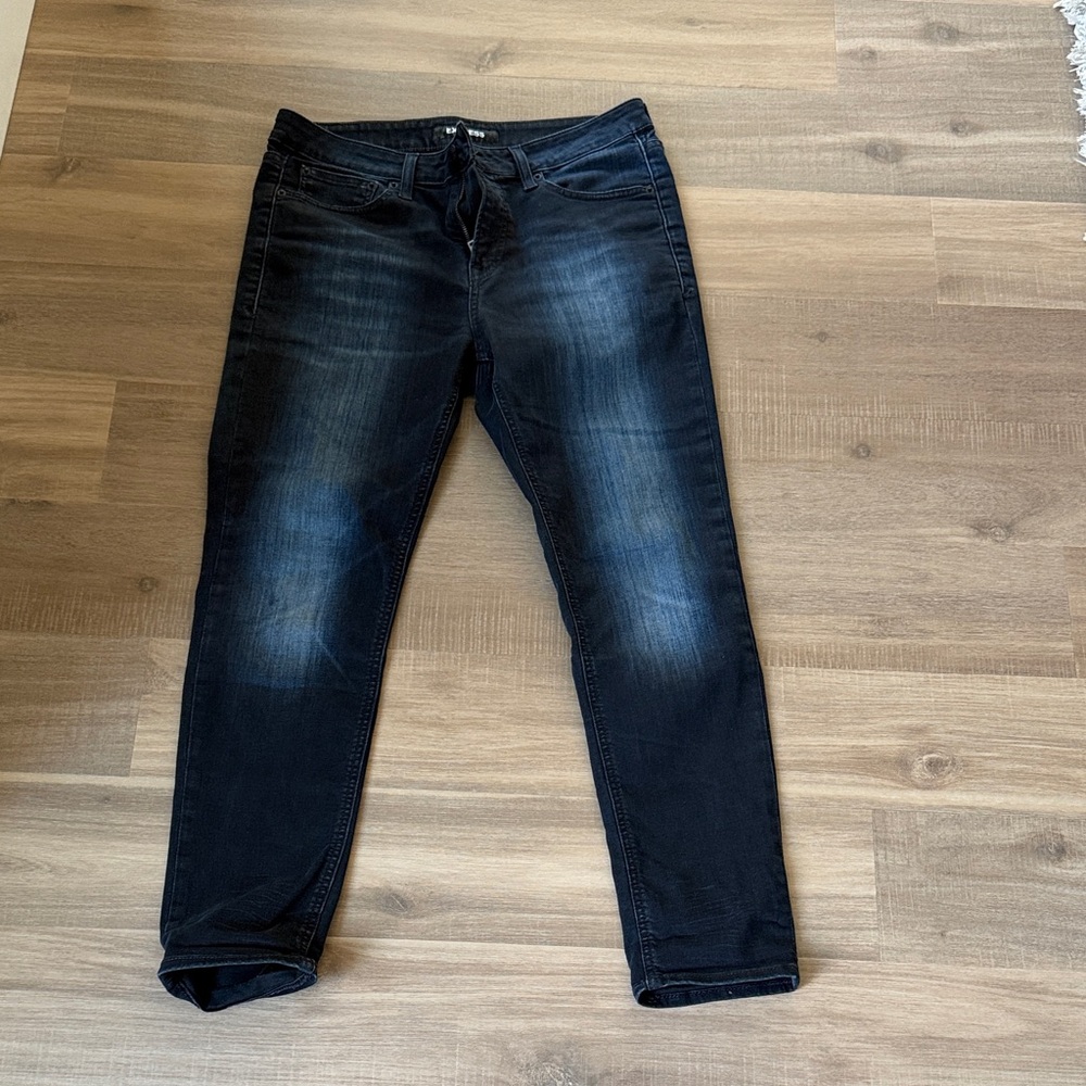 Express Men’s Skinny Jeans — Washed Black/Indigo